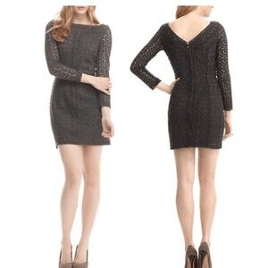 Diane Von Furstenberg Crochet Lace Caritan Dress Gray Size 6